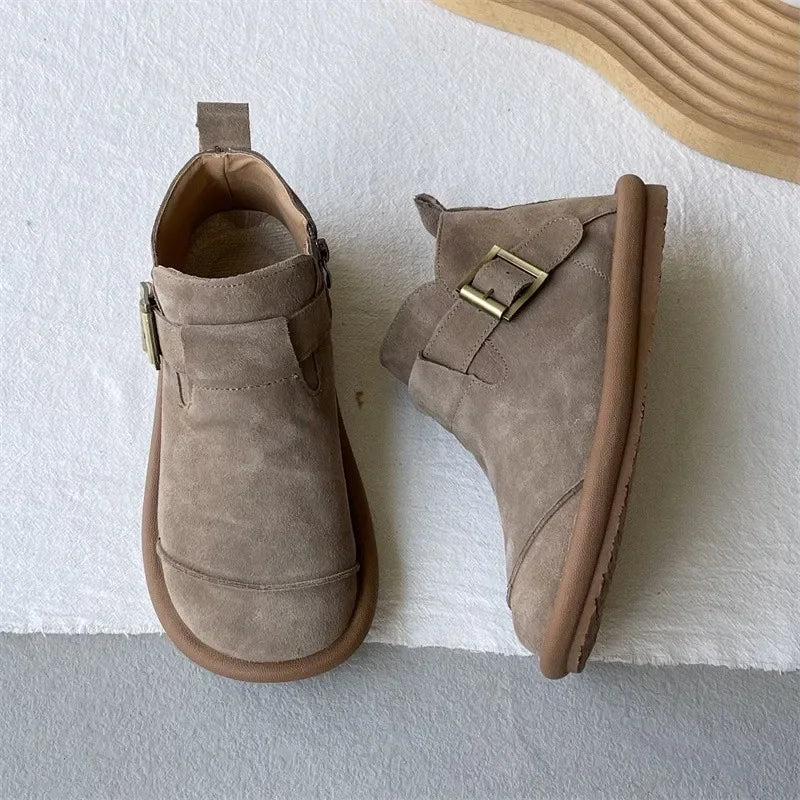 Annie™ - Retro Rindsleder Freizeit-Kurzstiefel