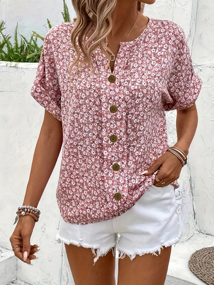 Charis™ - Florale Bluse mit Knopfleiste