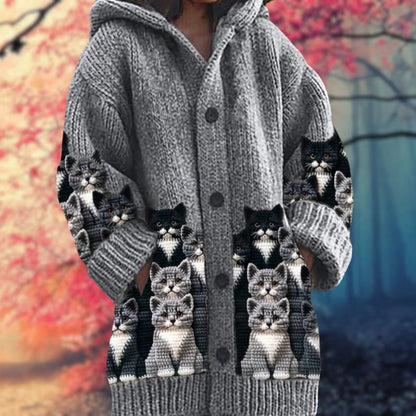 Annelie™ | Warmer Damenpullover mit Knöpfen und Kapuze.