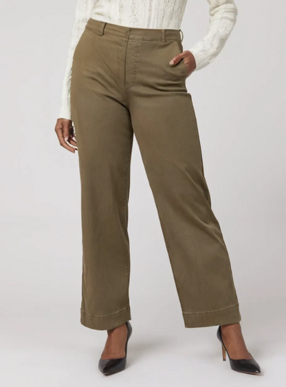 Alva™ - Taillenkontrollierende Twill Cropped Weite Hose
