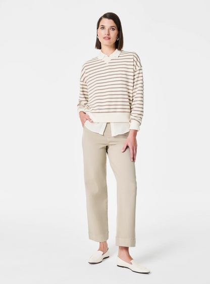 Alva™ - Taillenkontrollierende Twill Cropped Weite Hose