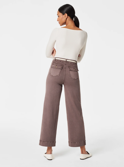 Alva™ - Taillenkontrollierende Twill Cropped Weite Hose