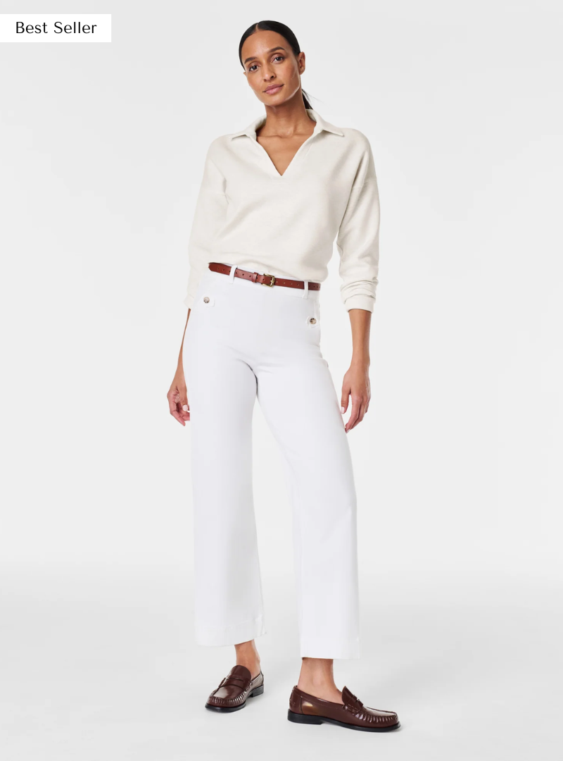 Alva™ - Taillenkontrollierende Twill Cropped Weite Hose