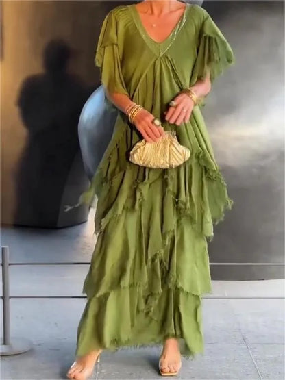 Zunera™ - Elegantes V-Ausschnitt Langkleid